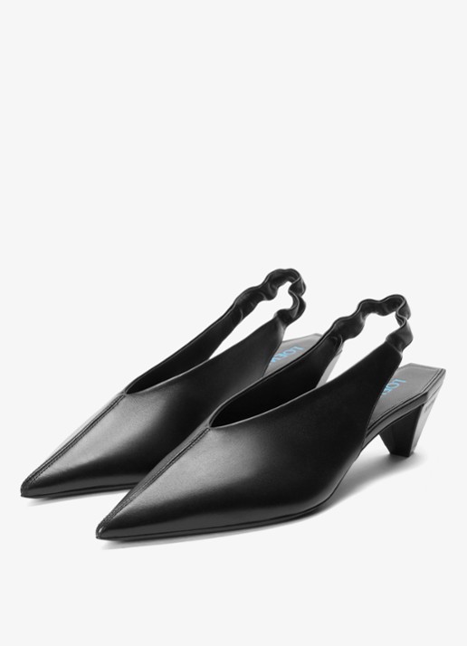 LOEWE Origami Cubic slingback van lamsleer - voorkant 2 zwart