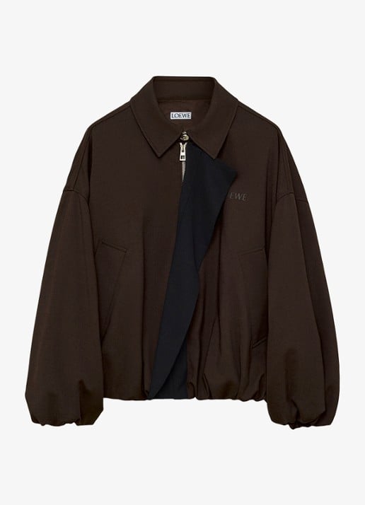 LOEWE Oversized jack in wolblend met steekzakken en logoborduring
