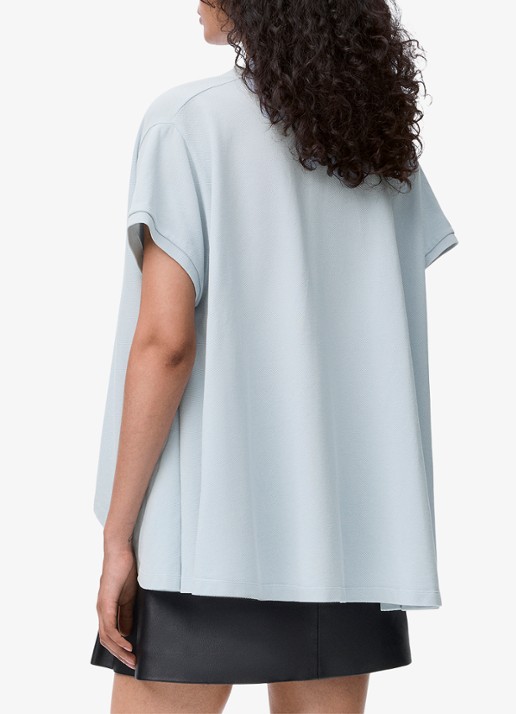 LOEWE Oversized polo met logoborduring en asymmetrische zoom - achterkant 5 lichtblauw