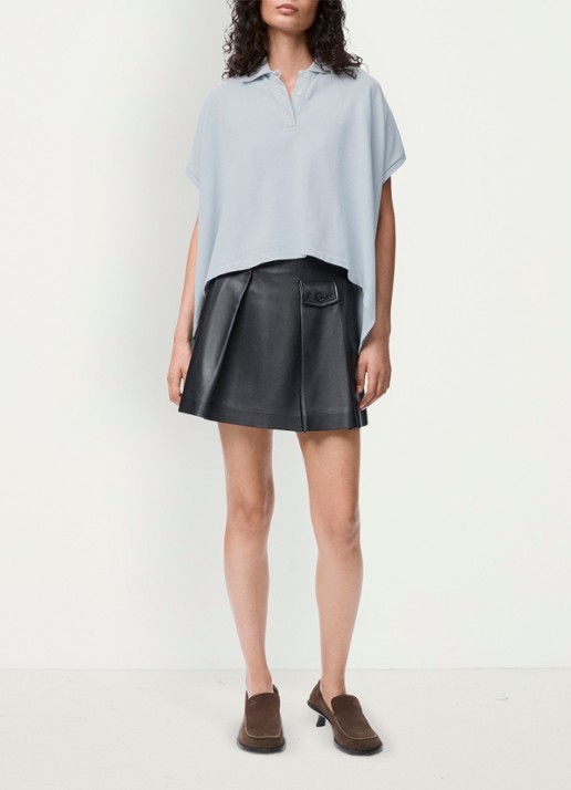 LOEWE Oversized polo met logoborduring en asymmetrische zoom - voorkant 2 lichtblauw