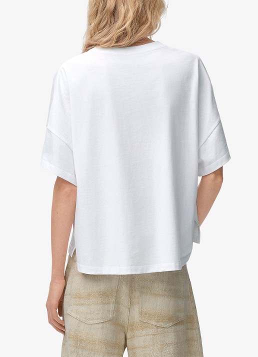 LOEWE Oversized T-shirt met logoborduring - achterkant wit