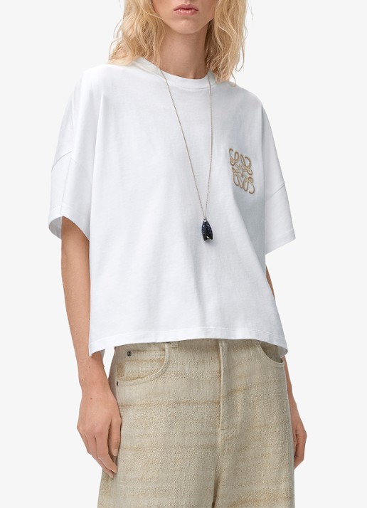 LOEWE Oversized T-shirt met logoborduring - detail 2 wit