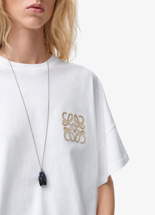 LOEWE Oversized T-shirt met logoborduring - detail 3 wit