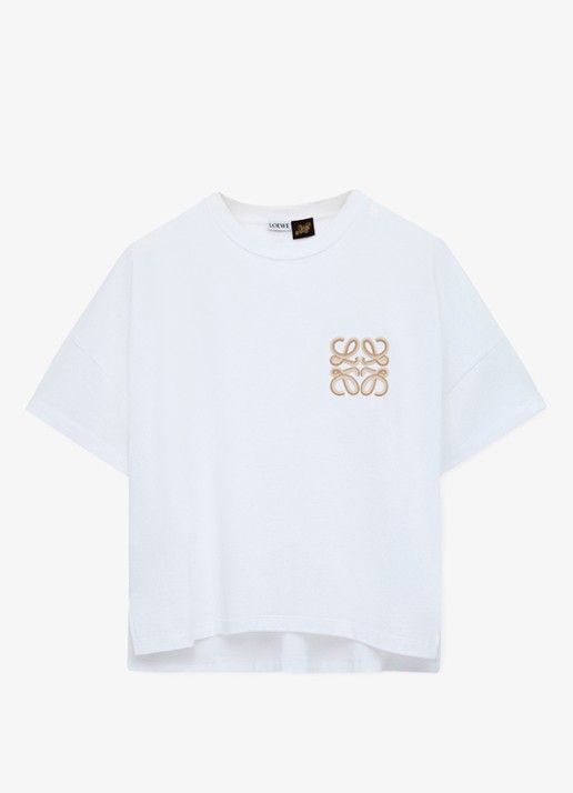 LOEWE Oversized T-shirt met logoborduring - voorkant 4 wit