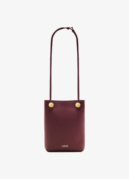 LOEWE Pebble Pouch crossbodytas van leer - detail 8 bordeauxrood