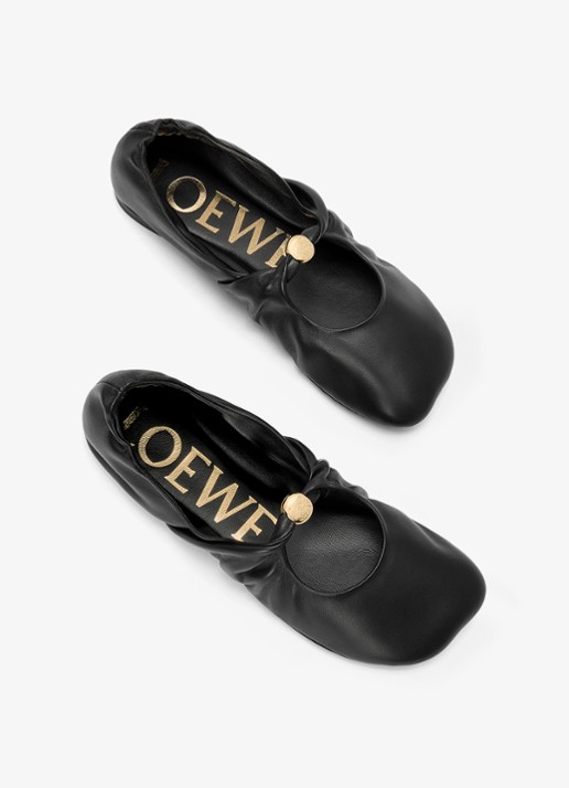 LOEWE Pebble Soft ballerina van lamsleer - detail 4 zwart