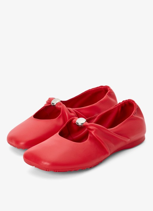LOEWE Pebble Soft ballerina van lamsleer - detail rood
