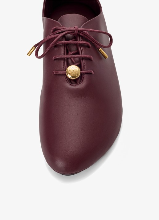 LOEWE Pebble Soft Lace-Up sneaker van kalfsleer - detail 4 donkerrood