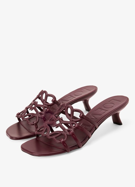 LOEWE Petal Anagram muiltje van kalfsleer - voorkant 2 bordeauxrood