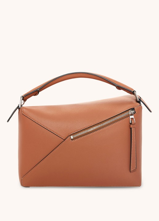 LOEWE Puzzle Edge handtas van kalfsleer - detail 3 cognac