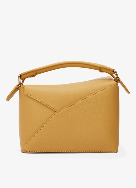 LOEWE Puzzle Edge Mini handtas van kalfsleer - achterkant 8 okergeel