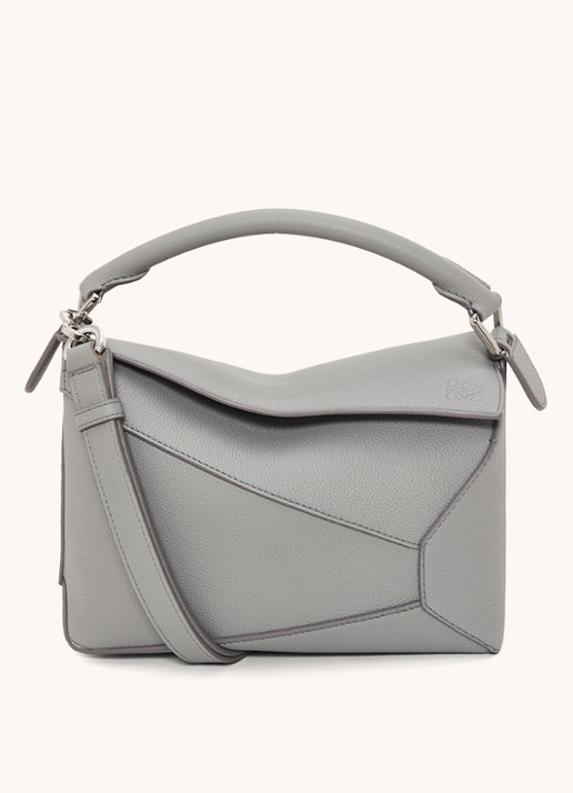 LOEWE Puzzle Edge Small handtas van kalfsleer - voorkant 7 lichtgrijs