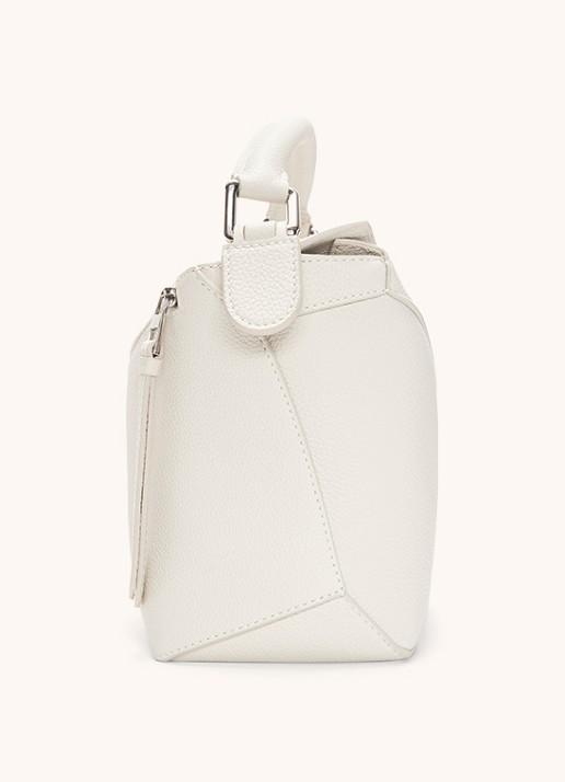 LOEWE Puzzle Edge Small handtas van kalfsleer - achterkant 8 wit