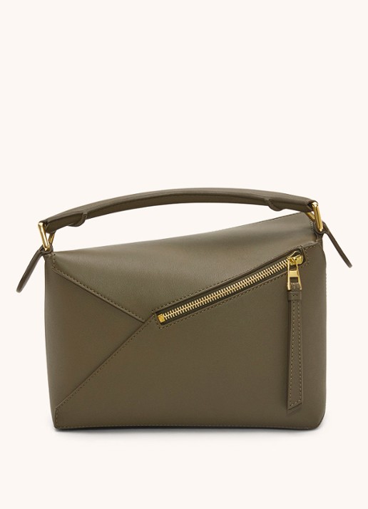 LOEWE Puzzle Edge Small handtas van kalfsleer - achterkant 3 bronsgroen