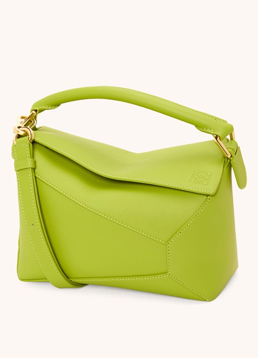 LOEWE Puzzle Edge Small handtas van kalfsleer - voorkant 2 lime
