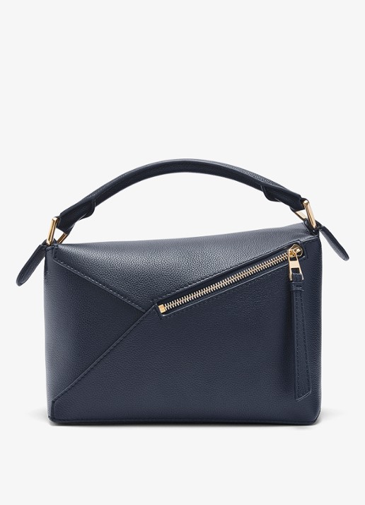 LOEWE Puzzle Edge Small handtas van kalfsleer - achterkant 6 donkerblauw