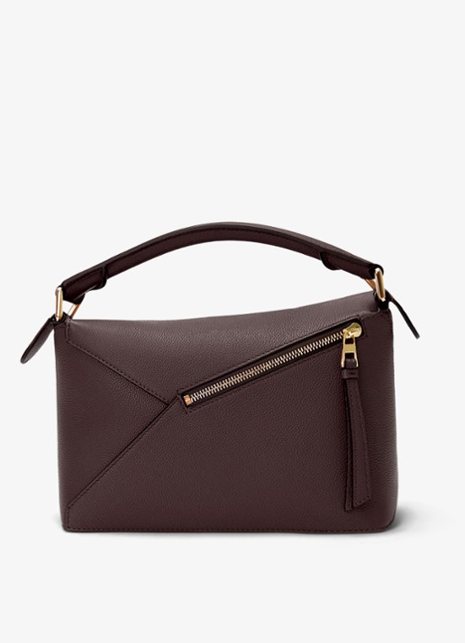 LOEWE Puzzle Edge Small handtas van kalfsleer - achterkant donkerbruin