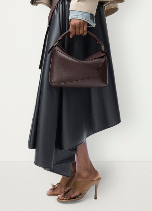 LOEWE Puzzle Edge Small handtas van kalfsleer - voorkant 3 donkerbruin