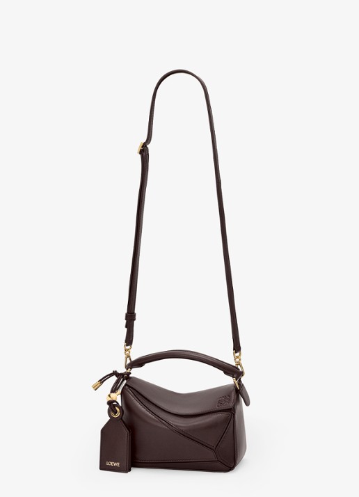 LOEWE Puzzle Featherlight Mini handtas van kalfsleer - detail 3 donkerbruin