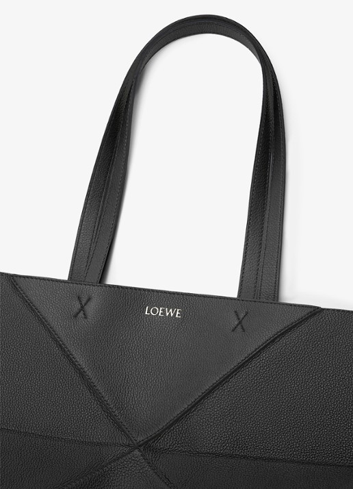 LOEWE Puzzle Fold Horizontal Medium shopper van kalfsleer - detail 5 zwart