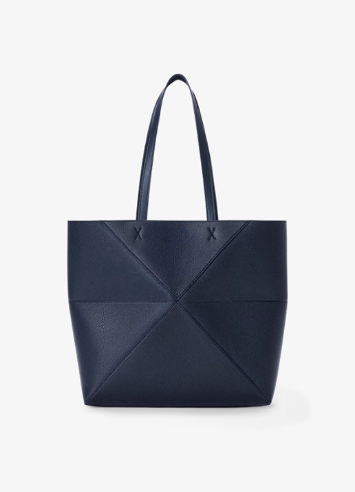 LOEWE Puzzle Fold Horizontal Medium shopper van kalfsleer - achterkant 6 donkerblauw