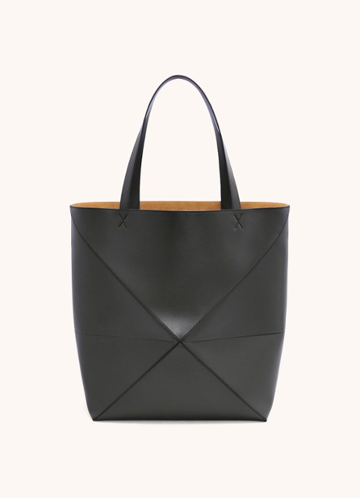 LOEWE Puzzle Fold Large shopper van kalfsleer - detail 2 zwart