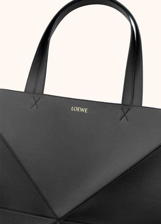 LOEWE Puzzle Fold Large shopper van kalfsleer - detail 3 zwart