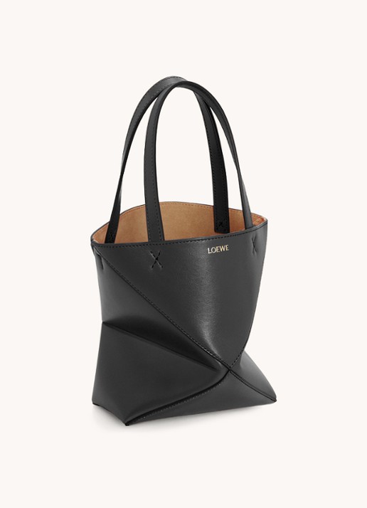 LOEWE Puzzle Fold Mini shopper van kalfsleer - achterkant 8 zwart