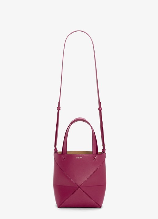 LOEWE Puzzle Fold Mini shopper van kalfsleer - detail 2 bordeauxrood