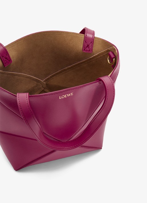 LOEWE Puzzle Fold Mini shopper van kalfsleer - detail 4 bordeauxrood