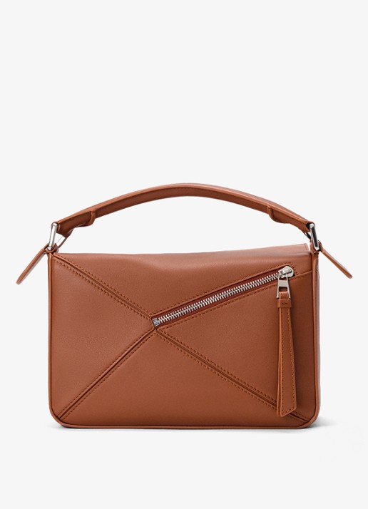 LOEWE Puzzle Layers Small handtas van kalfsleer - achterkant 8 bruin