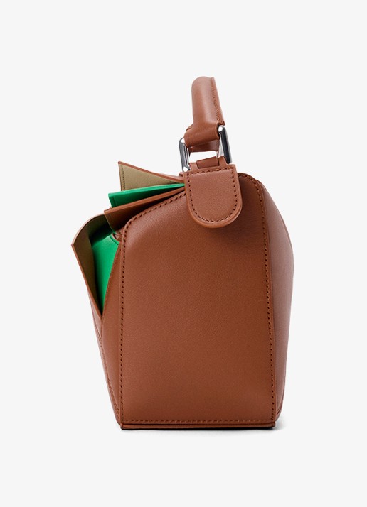 LOEWE Puzzle Layers Small handtas van kalfsleer - detail bruin
