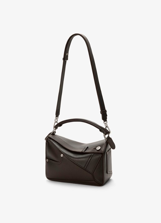 LOEWE Puzzle Panta S handtas van kalfsleer - detail 5 donkerbruin