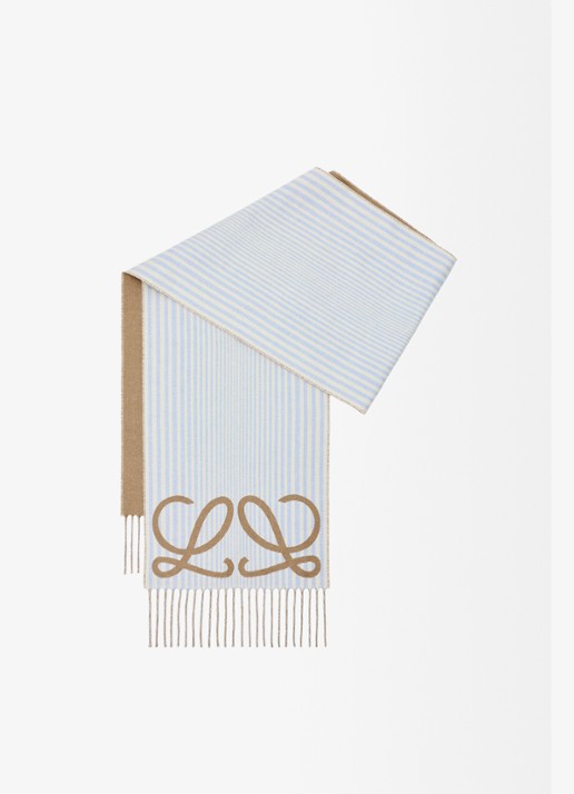 LOEWE Reversible fijngebreide sjaal in kasjmierblend met logo 180 x 28 cm