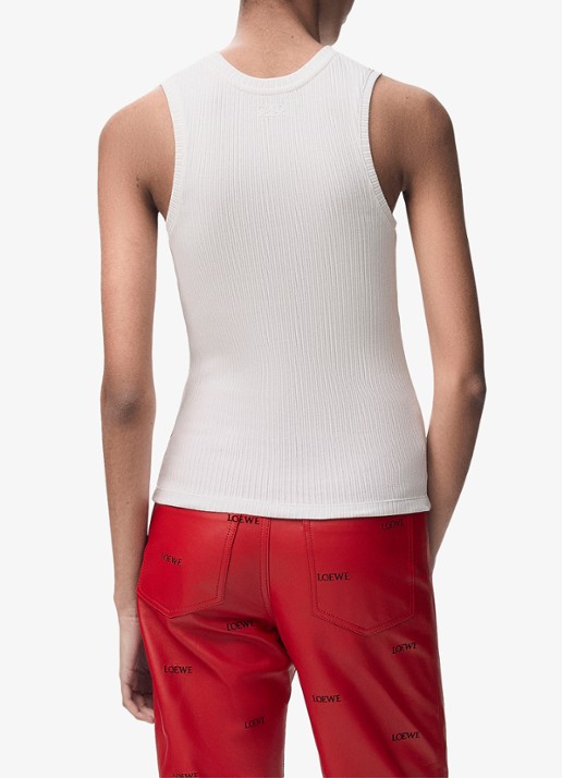 LOEWE Ribgebreide tanktop met logo - achterkant wit