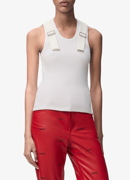 LOEWE Ribgebreide tanktop met logo