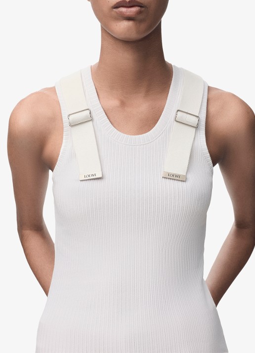 LOEWE Ribgebreide tanktop met logo - detail 5 wit