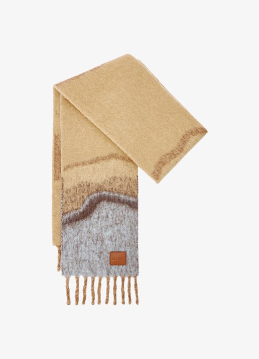 LOEWE Sjaal in alpaca wolblend met print 185 x 23 cm - voorkant camel