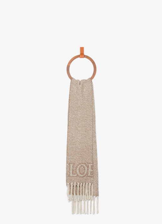 LOEWE Sjaal van bouclé met logo 184 x 47 cm - detail 3 beige