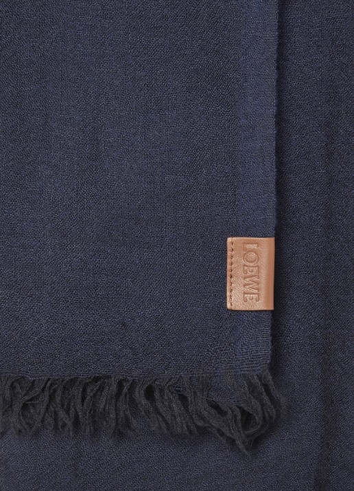 LOEWE Sjaal van kasjmier 195 x 70 cm - detail 3 donkerblauw