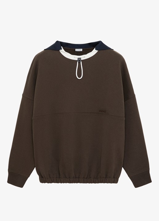 LOEWE Sweater met trekkoord en logo - voorkant 4 bruin