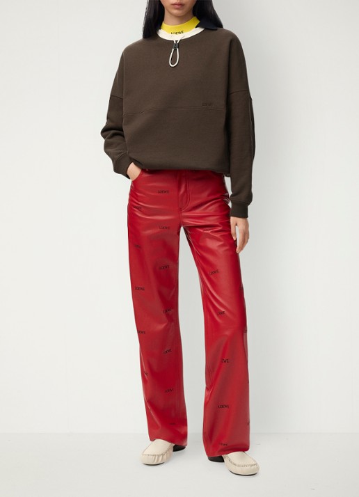 LOEWE Sweater met trekkoord en logo - voorkant 5 bruin
