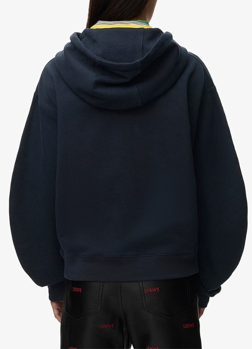 LOEWE Sweatvest met logoborduring en ballonmouw - achterkant donkerblauw