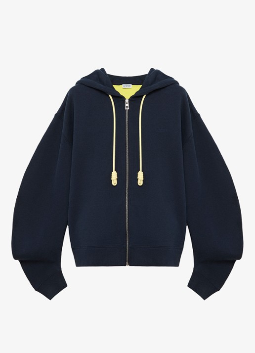 LOEWE Sweatvest met logoborduring en ballonmouw - voorkant 2 donkerblauw