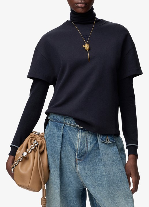LOEWE T-shirt met logoborduring en asymmetrische zoom
