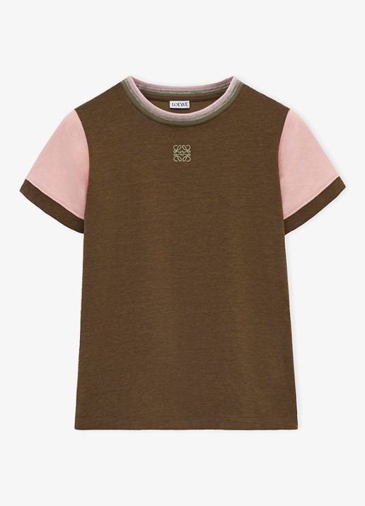 LOEWE T-shirt met logoborduring - voorkant 3 khaki