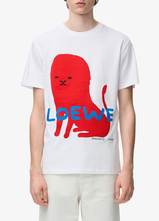 LOEWE T-shirt met logoborduring - detail 6 wit