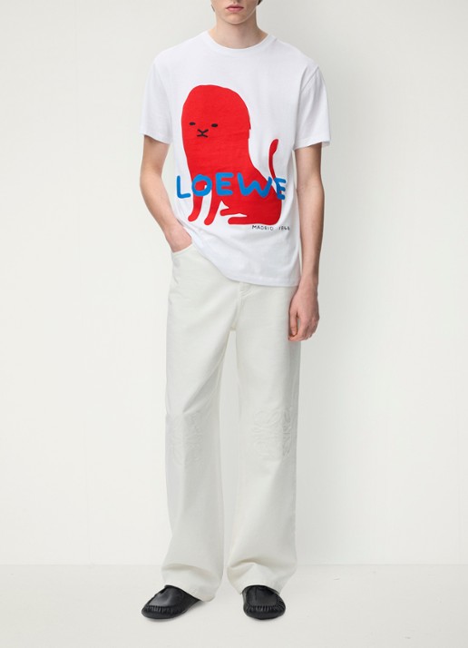 LOEWE T-shirt met logoborduring - detail 7 wit