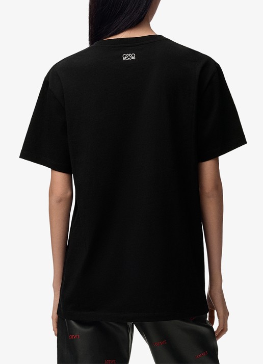 LOEWE T-shirt met logoborduring - achterkant 6 zwart