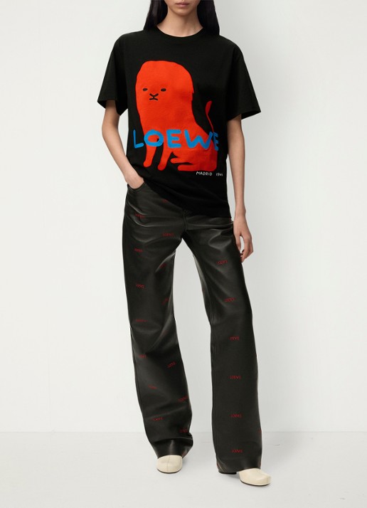 LOEWE T-shirt met logoborduring - voorkant 8 zwart